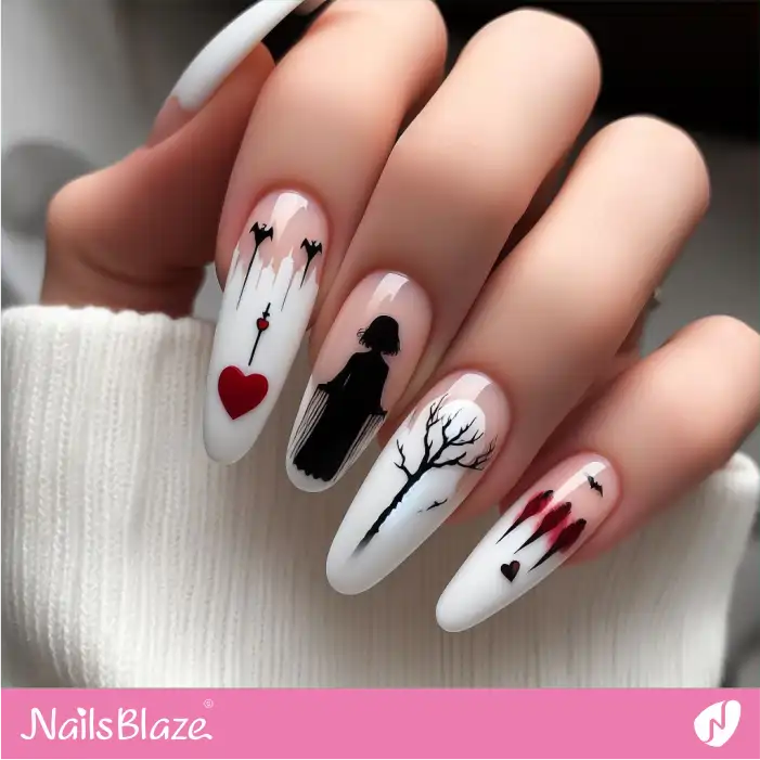 Scary French Design for Valentine | Valentine Nails - NB2172